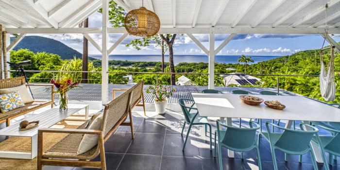 3.Guadeloupe Deshais- location villa 4 chambres 8 personnes avec piscine vue Mer